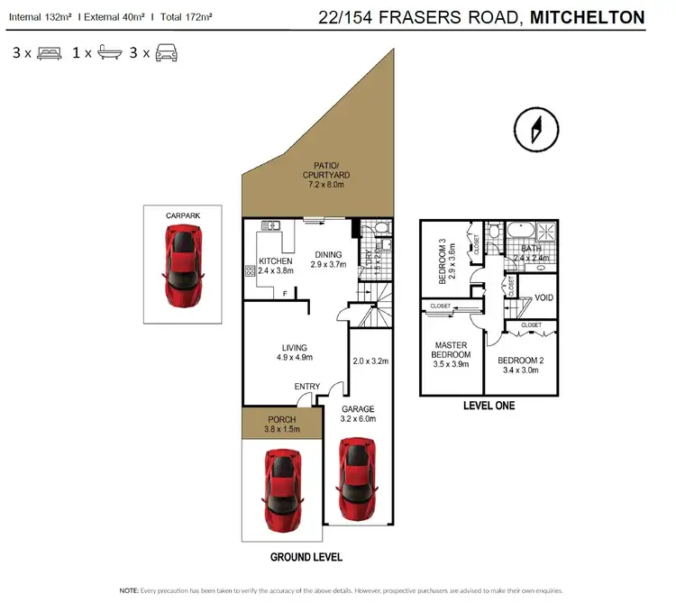 Floorplan of Homely townhouse listing, 22/154 Frasers Road, Mitchelton QLD 4053