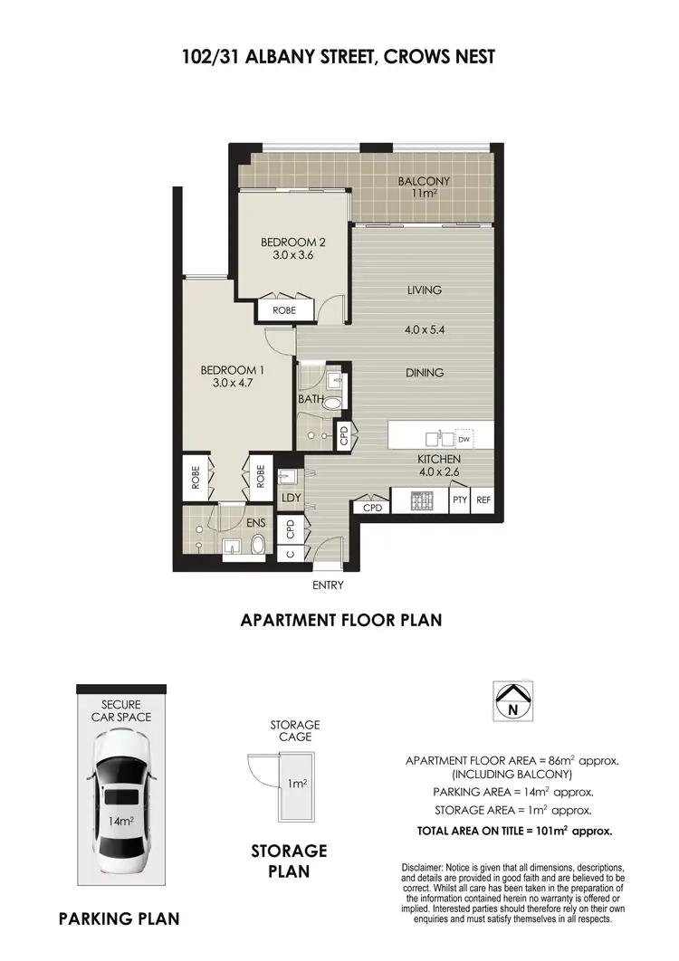 Floorplan of Homely apartment listing, 102/31-33 Albany Street, Crows Nest NSW 2065