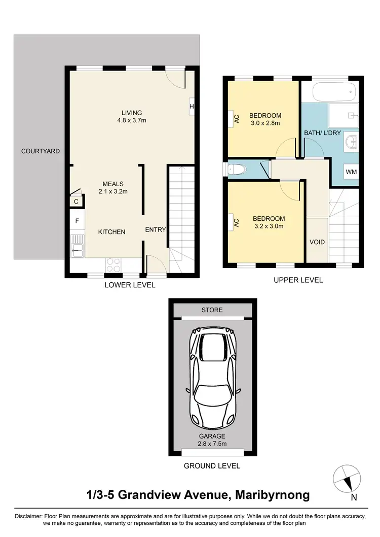 Floorplan of Homely townhouse listing, 1/3-5 Grandview Avenue, Maribyrnong VIC 3032
