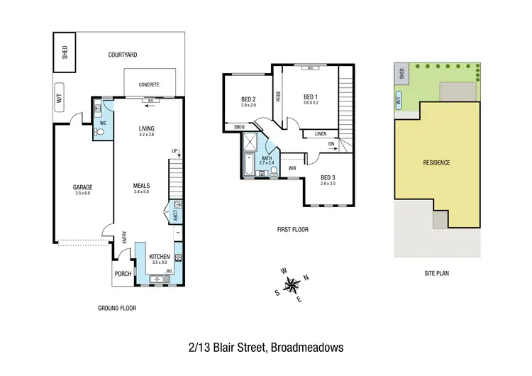 Floorplan of Homely townhouse listing, 2/13 Blair Street, Broadmeadows VIC 3047