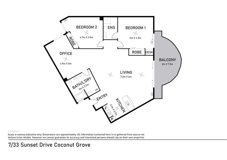 Floorplan of Homely apartment listing, 7/33 Sunset Drive, Coconut Grove NT 810