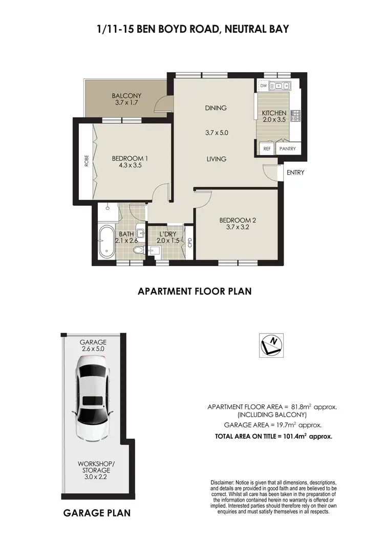 Floorplan of Homely apartment listing, 1/11-15 Ben Boyd Road, Neutral Bay NSW 2089