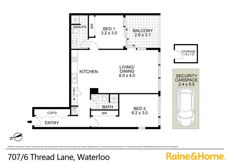 Floorplan of Homely apartment listing, 707/6 Thread Lane, Waterloo NSW 2017