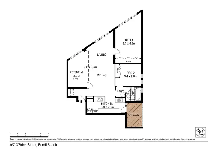 Floorplan of Homely apartment listing, 9/7 O'Brien Street, Bondi Beach NSW 2026