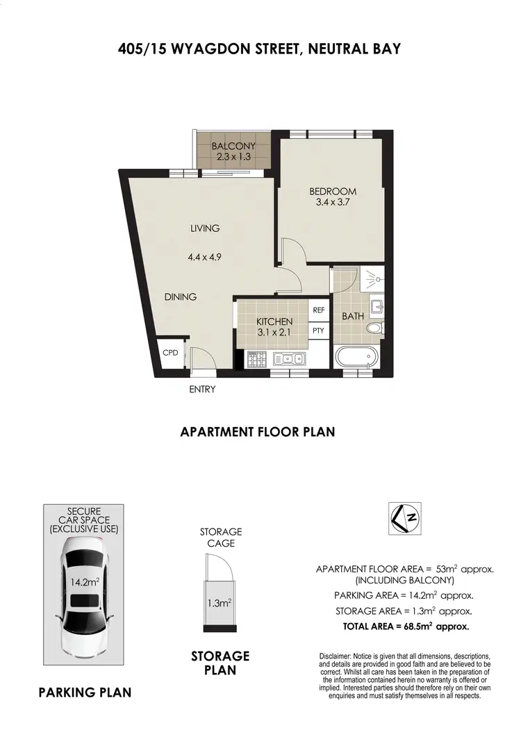 Floorplan of Homely apartment listing, 405/15 Wyagdon Street, Neutral Bay NSW 2089