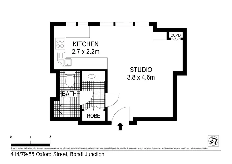 Floorplan of Homely studio listing, 414/79-85 Oxford Street, Bondi Junction NSW 2022