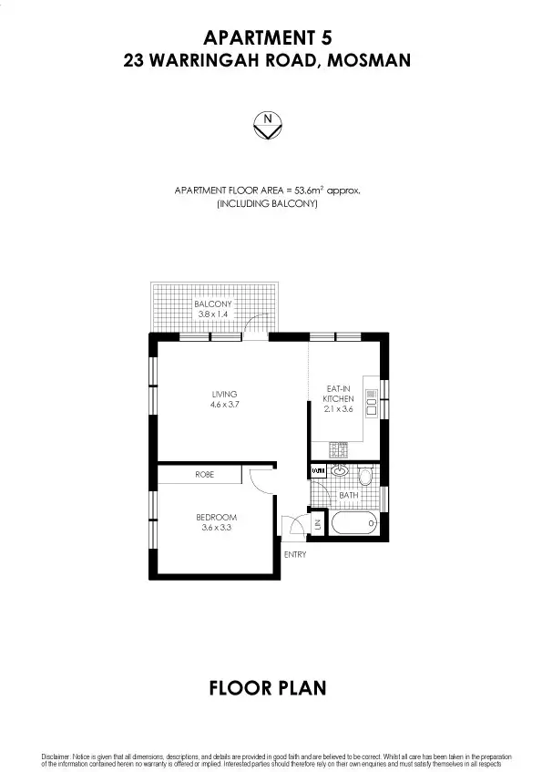 Floorplan of Homely apartment listing, 5/23 Warringah Road, Mosman NSW 2088
