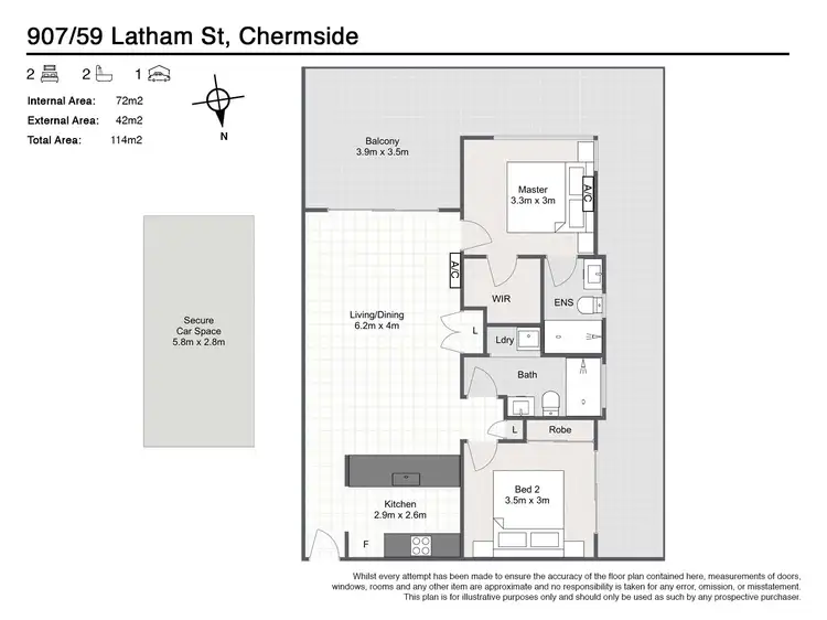 Floorplan of Homely unit listing, 907/59 Latham Street, Chermside QLD 4032