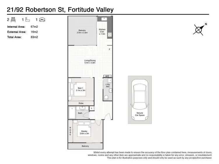 Floorplan of Homely unit listing, 21/92 Robertson Street, Fortitude Valley QLD 4006