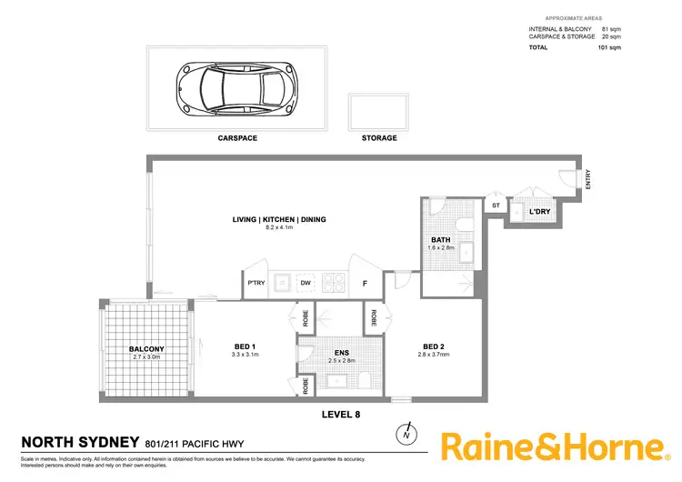 Floorplan of Homely apartment listing, 801/211 Pacific Highway, North Sydney NSW 2060