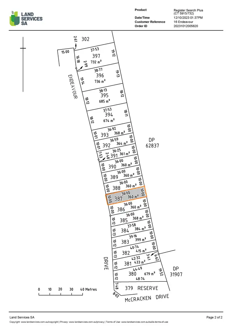 Floorplan of Homely land listing, 16 (Lot 387) Endeavour Drive, Mccracken SA 5211