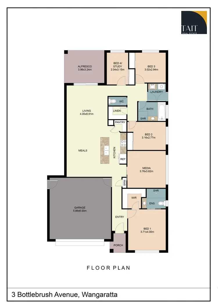 Floorplan of Homely house listing, 3 Bottlebrush Avenue, Wangaratta VIC 3677