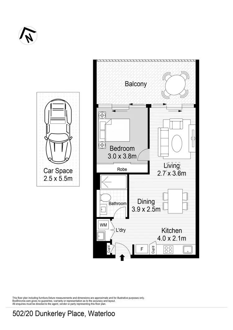 Floorplan of Homely unit listing, 502/20 Dunkerley Place, Waterloo NSW 2017