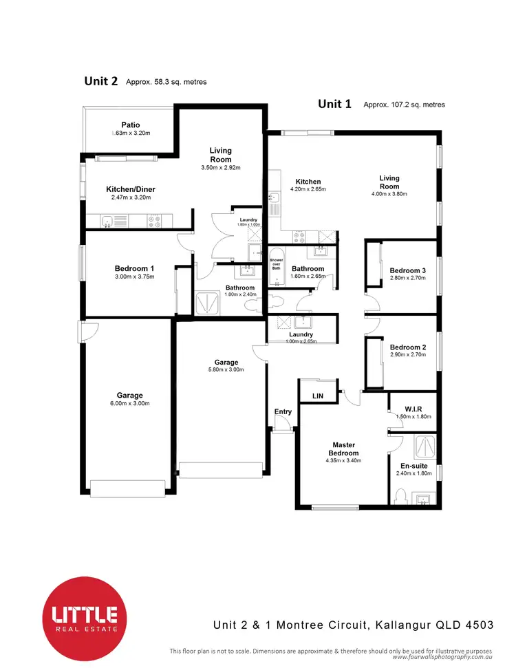 Floorplan of Homely semi-detached listing, 1 & 2/25 Montree Circuit, Kallangur QLD 4503