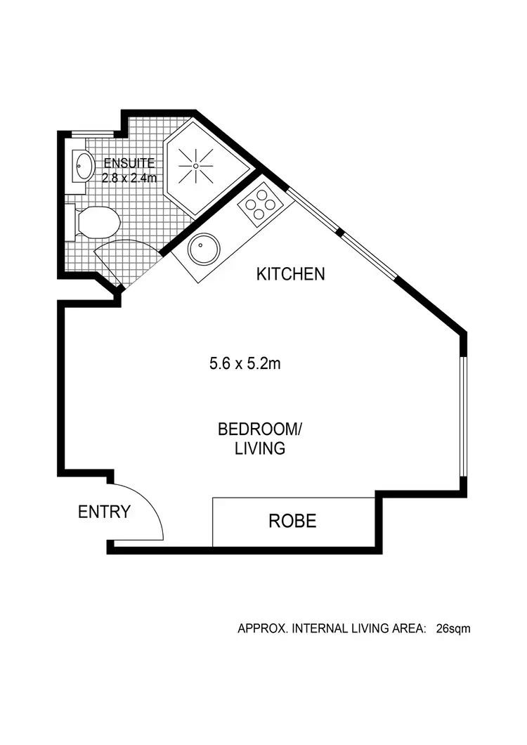 Floorplan of Homely studio listing, 1404/108 Margaret Street, Brisbane City QLD 4000