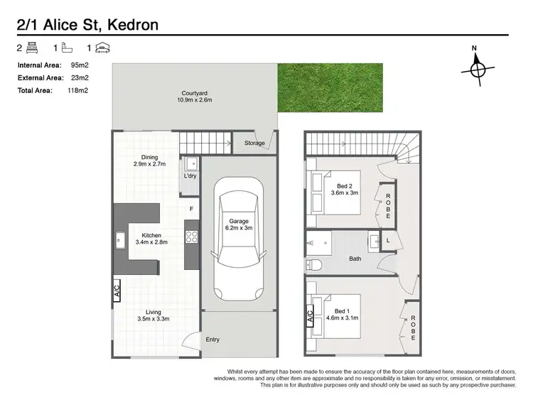 Floorplan of Homely townhouse listing, 2/1 Alice Street, Kedron QLD 4031