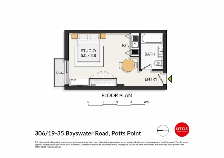 Floorplan of Homely studio listing, 306/19-35 Bayswater Road, Potts Point NSW 2011