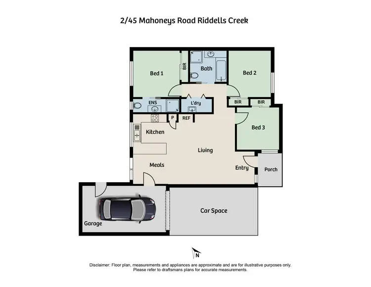 Floorplan of Homely unit listing, 2/45 Mahoneys Road, Riddells Creek VIC 3431