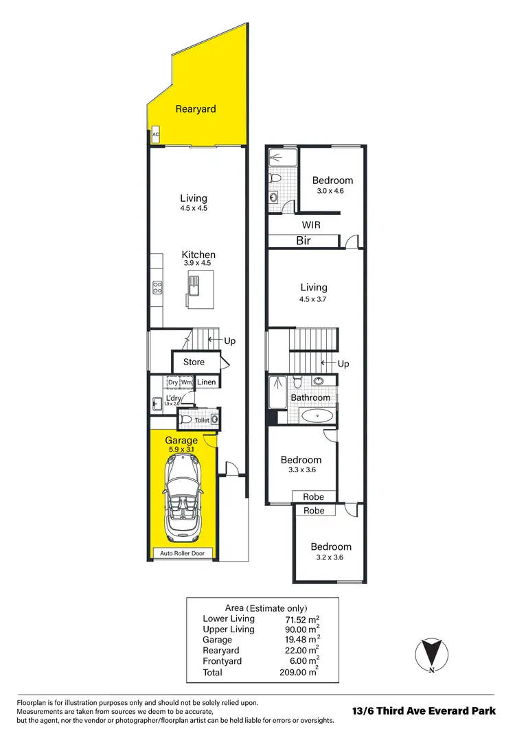 Floorplan of Homely townhouse listing, 13/6 Third Avenue, Everard Park SA 5035