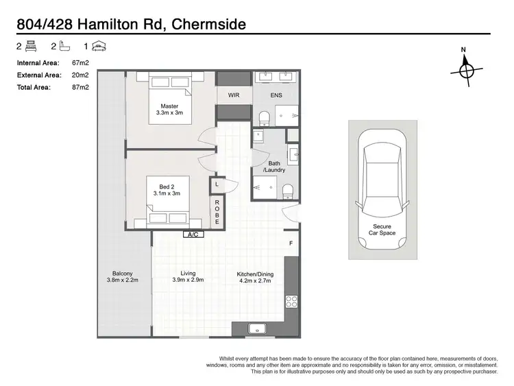 Floorplan of Homely unit listing, 804/428 Hamilton Road, Chermside QLD 4032