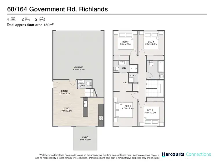 Floorplan of Homely townhouse listing, 68/164 Government Road, Richlands QLD 4077
