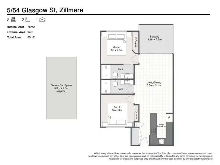 Floorplan of Homely unit listing, 5/54-58 Glasgow Street, Zillmere QLD 4034