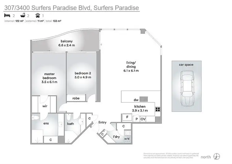 Floorplan of Homely apartment listing, 307/3400 Surfers Paradise Boulevard, Surfers Paradise QLD 4217