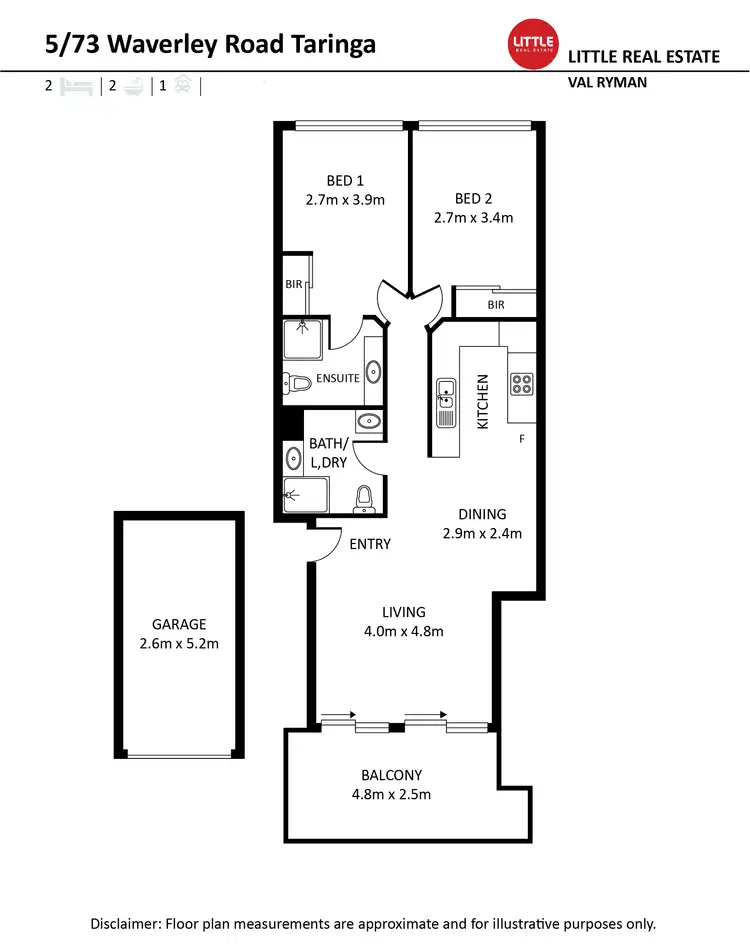 Floorplan of Homely apartment listing, 5/73 Waverley Road, Taringa QLD 4068