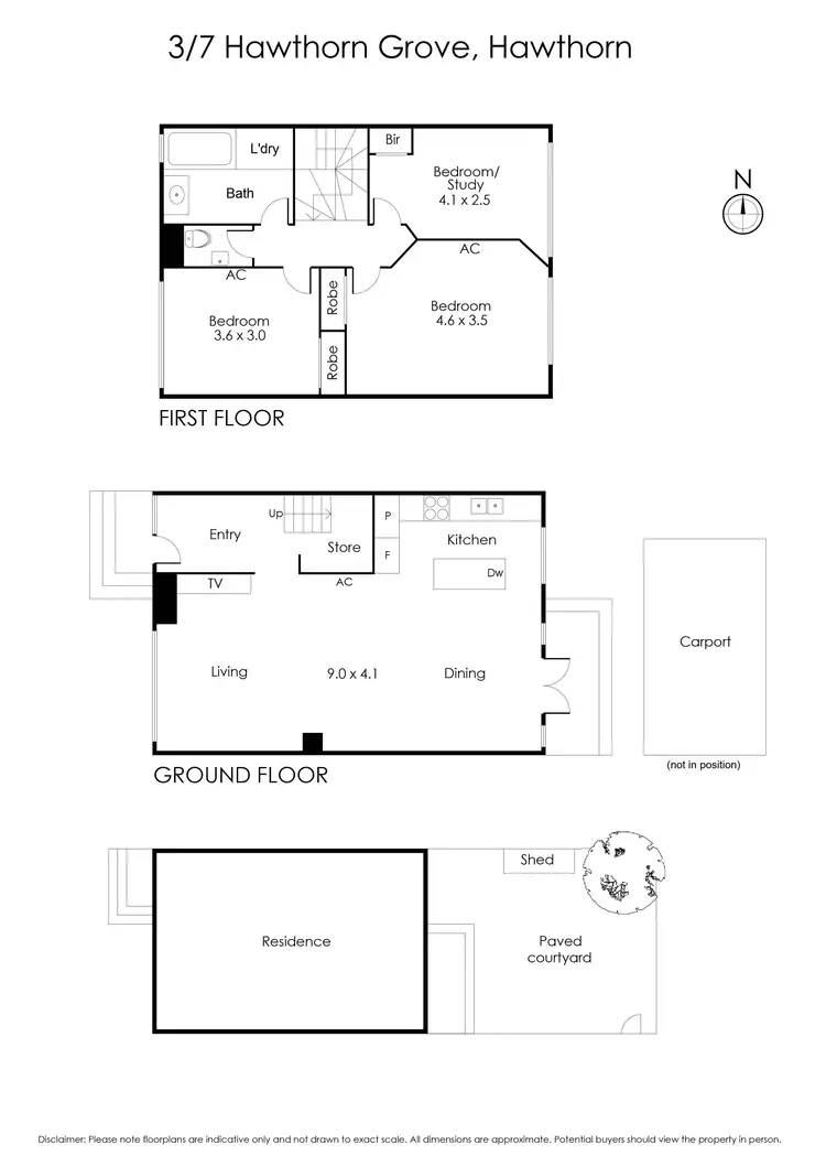 Floorplan of Homely townhouse listing, 3/7 Hawthorn Grove, Hawthorn VIC 3122