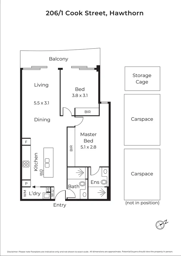 Floorplan of Homely apartment listing, 206/1 Cook Street, Hawthorn VIC 3122
