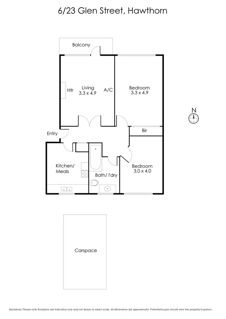 Floorplan of Homely apartment listing, 6/23 Glen Street, Hawthorn VIC 3122
