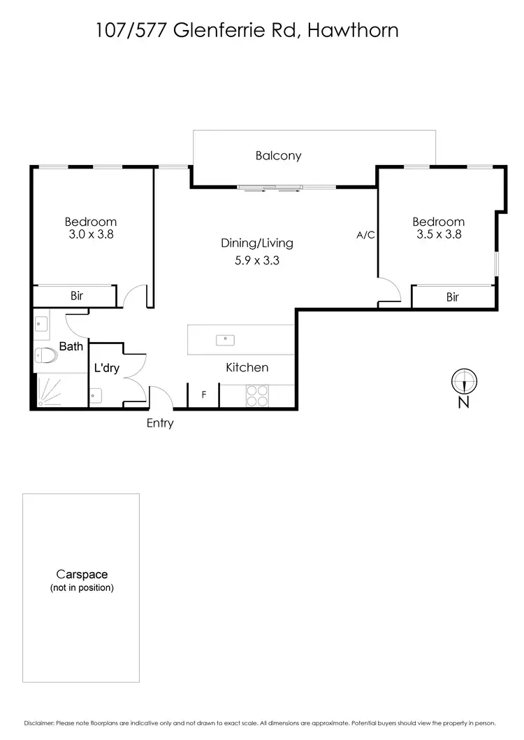 Floorplan of Homely apartment listing, 107/577 Glenferrie Road, Hawthorn VIC 3122