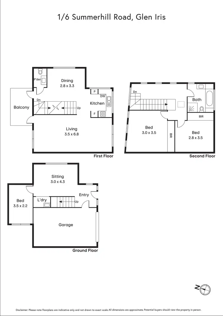 Floorplan of Homely townhouse listing, 1/6 Summerhill Road, Glen Iris VIC 3146