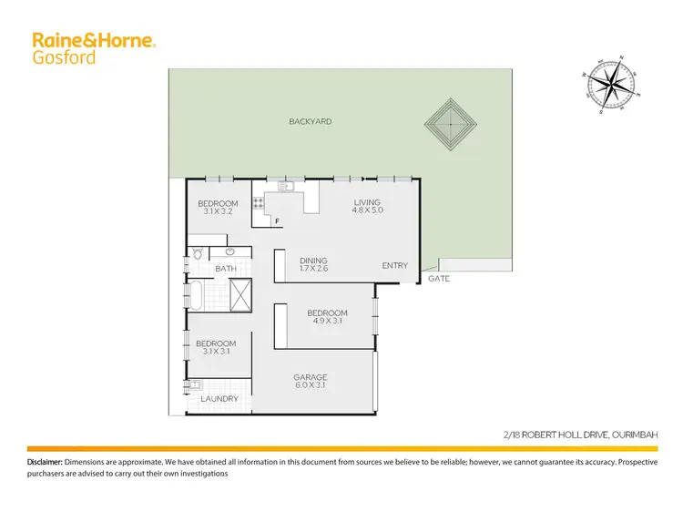 Floorplan of Homely semi-detached listing, 2/18 Robert Holl Drive, Ourimbah NSW 2258