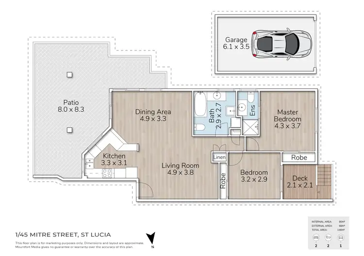 Floorplan of Homely apartment listing, 1/45 Mitre Street, St Lucia QLD 4067