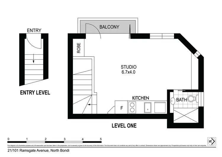 Floorplan of Homely studio listing, 21/101 Ramsgate Avenue, North Bondi NSW 2026