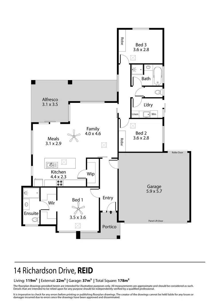 Floorplan of Homely house listing, 14 Richardson Drive, Reid SA 5118