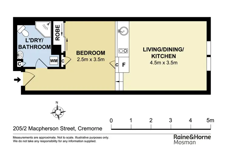 Floorplan of Homely studio listing, 205/2 Macpherson Street, Mosman NSW 2088