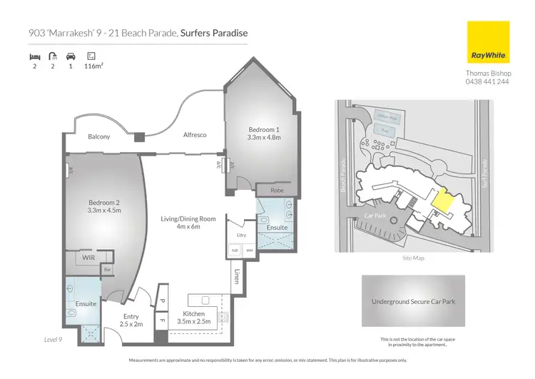 Floorplan of Homely apartment listing, 903/9-21 Beach Parade, Surfers Paradise QLD 4217