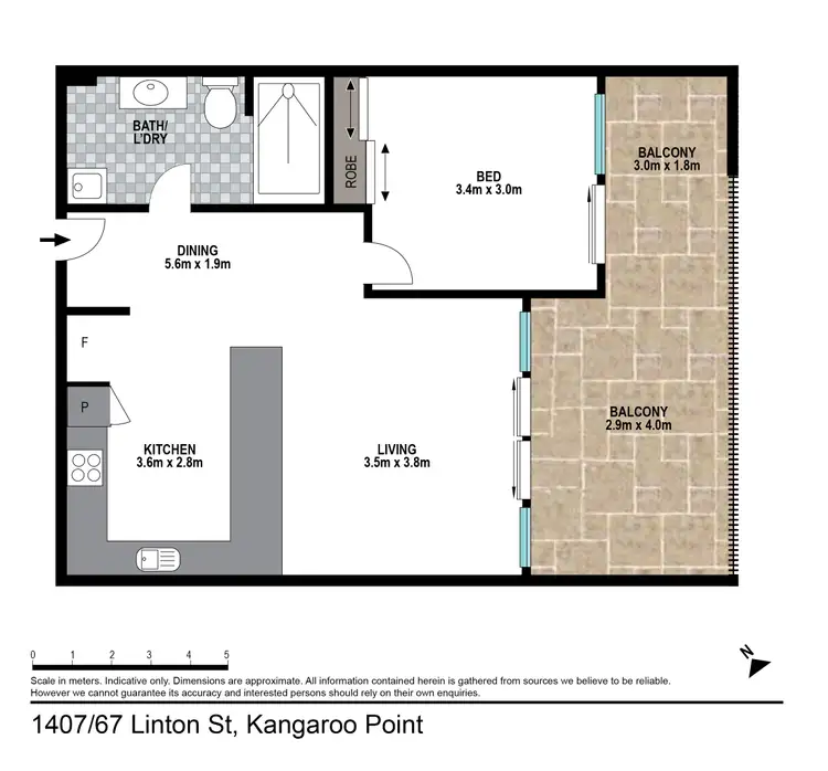 Floorplan of Homely apartment listing, 1407/67 Linton Street, Kangaroo Point QLD 4169