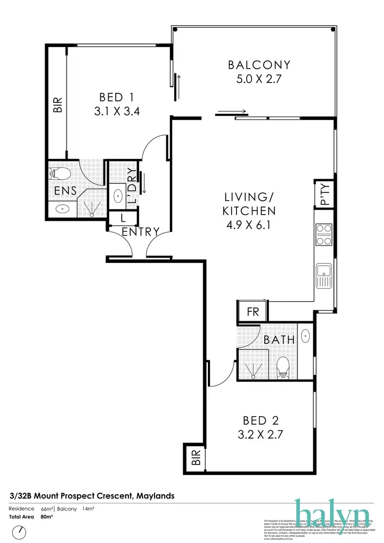 Floorplan of Homely apartment listing, 3/32B Mount Prospect Crescent, Maylands WA 6051