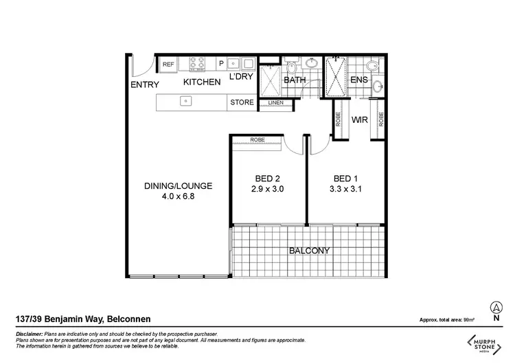 Floorplan of Homely apartment listing, 137/39 Benjamin Way, Belconnen ACT 2617