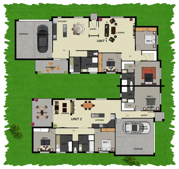 Floorplan of Homely house listing, 1 & 2/77 Joyner Circuit, Caboolture QLD 4510