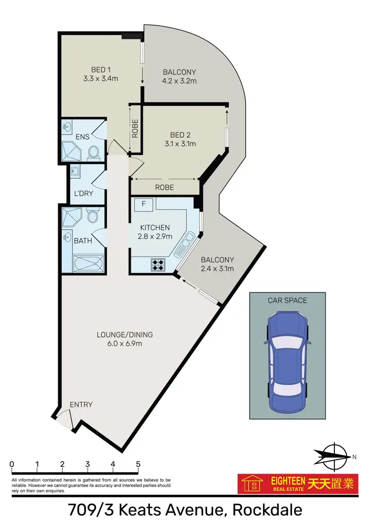 Floorplan of Homely apartment listing, 709/3 Keats Avenue, Rockdale NSW 2216