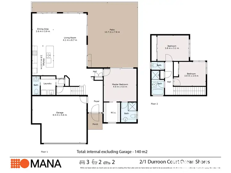 Floorplan of Homely house listing, 2/1 Durroon Court, Ocean Shores NSW 2483