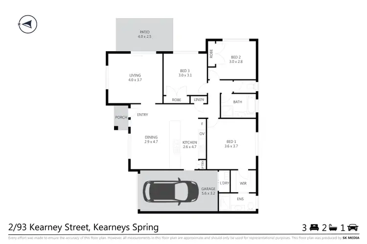 Floorplan of Homely unit listing, 2/93 Kearney Street, Kearneys Spring QLD 4350