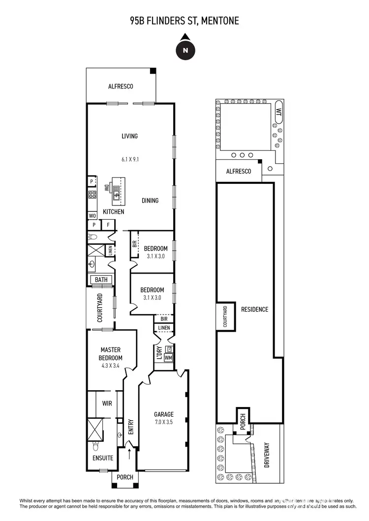 Floorplan of Homely townhouse listing, 95B Flinders Street, Mentone VIC 3194