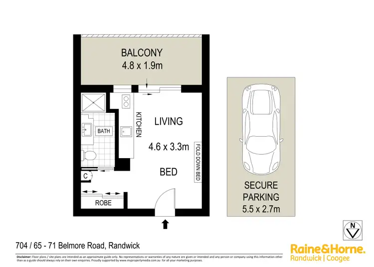 Floorplan of Homely studio listing, 704/65-71 Belmore Road, Randwick NSW 2031