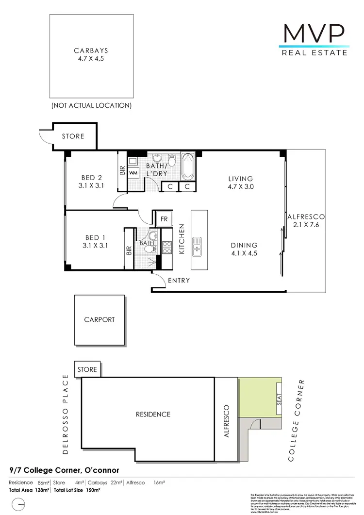 Floorplan of Homely apartment listing, 9/7 College Corner, O'connor WA 6163