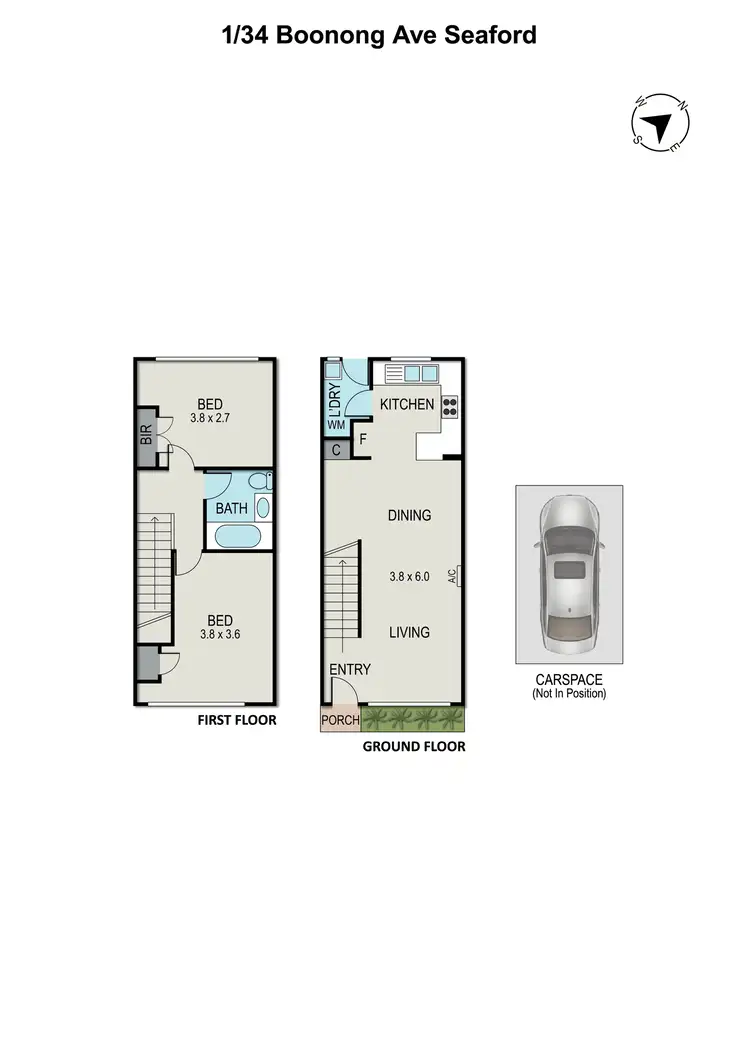 Floorplan of Homely townhouse listing, 1/34 Boonong Avenue, Seaford VIC 3198